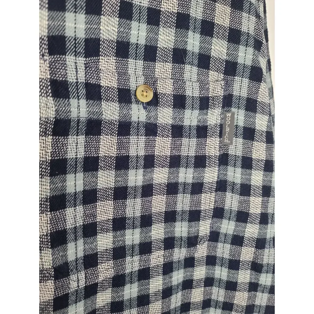 Woolrich blue grey plaid cotton long sleeve button down shirt - 2XL / XXL